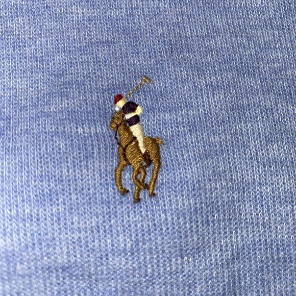 Polo Ralph Lauren Estate Rib Mens XL 1/4 Zip Sweater Baby Blue Flesh Pony Preppy - Picture 4 of 13